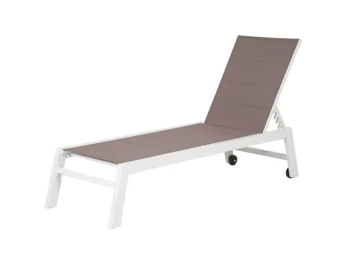 Barbados Espreguiçadeira Em Taupe Têxtilene - Aluminio Branco