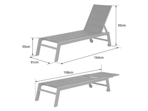 Barbados Espreguiçadeira Em Taupe Têxtilene - Aluminio Branco