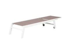 Barbados Espreguiçadeira Em Taupe Têxtilene - Aluminio Branco