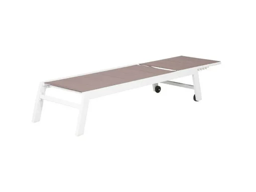 Barbados Espreguiçadeira Em Taupe Têxtilene - Aluminio Branco