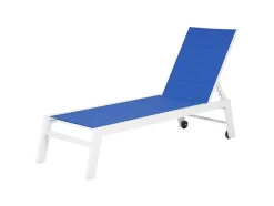 Barbados Espreguiçadeira Em Têxtilene Azul - Aluminio Branco