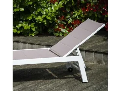 Barbados Espreguiçadeira Em Taupe Têxtilene - Aluminio Branco