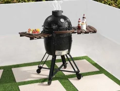 Barbecue Kamado A Carvao Em Ceramica E Bambu 45 X 63 X 105 Cm - Izaki