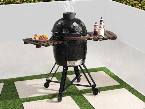 Barbecue Kamado A Carvao Em Ceramica E Bambu 45 X 63 X 105 Cm - Izaki