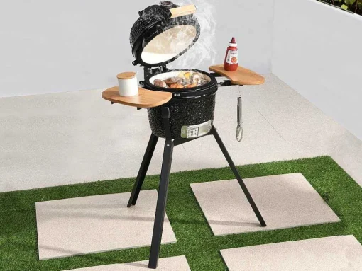 Barbecue Kamado A Carvao Em Ceramica E Bambu 32 X 52 X 94 Cm - Eriko
