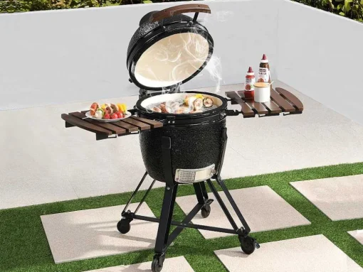 Barbecue Kamado A Carvao Em Ceramica E Bambu 45 X 63 X 105 Cm - Izaki