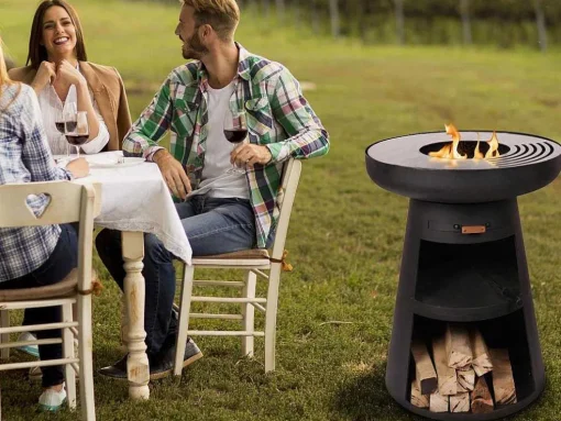 Barbecue Rond Avec Plaque D'Acier Ronde Et Grille