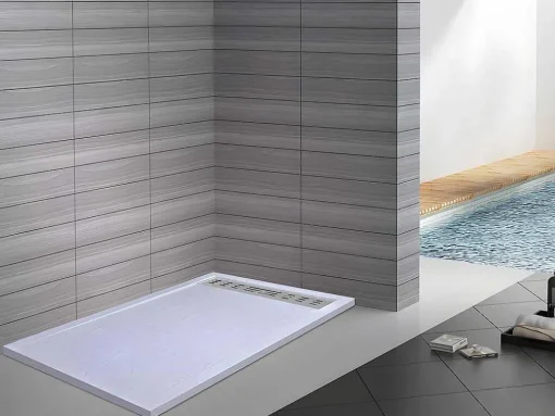 Base De Chuveiro Com Sifao Incluido De 160X80X4 Cm Em Resina Cor Branco - Lyros