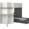 Beliche 2 X 90 X 190 Cm Com Secretária Cinza, Branco E Preto - Samuel