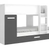 Beliche Com Gaveta Cama Dupla E Com Espacos De Arrumação 3X90X190 Cm Cor Antracite E Branco - Anthony