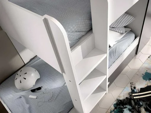 Beliche Com Gaveta Cama Dupla E Com Espacos De Arrumação 3X90X190 Cm Cor Antracite E Branco - Anthony