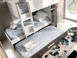 Beliche Com Gaveta Cama Dupla E Com Espacos De Arrumação 3X90X190 Cm Cor Antracite E Branco - Anthony