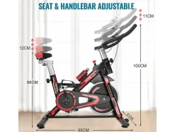 Bicicleta De Ciclismo De Interior Estacionaria Spin Bike Com Volante De Acionamento Por Correia 10Kg