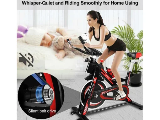 Bicicleta De Ciclismo De Interior Estacionaria Spin Bike Com Volante De Acionamento Por Correia 10Kg