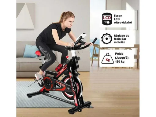 Bicicleta De Ciclismo De Interior Estacionaria Spin Bike Com Volante De Acionamento Por Correia 10Kg