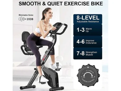 Bicicleta De Exercicio Dobravel 3 Em 1, Bicicleta De Fitness Reclinada Magnetica X-Bike Com Resistencia Ajustavel De 8 Niveis Para Treino De Ginasio Em Casa