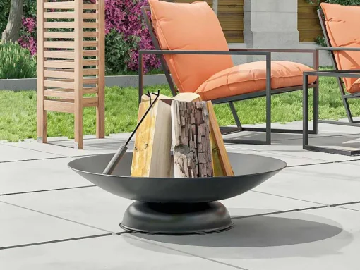 Braseiro De Jardim Redondo Em Aco Dione - D.72 Cm X A.20 Cm - Preto