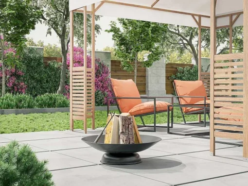 Braseiro De Jardim Redondo Em Aco Dione - D.72 Cm X A.20 Cm - Preto