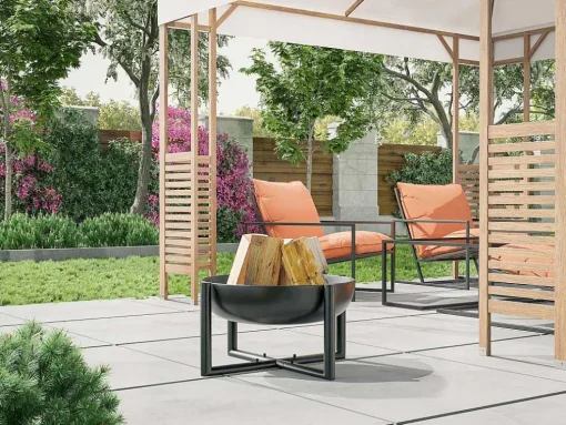 Braseiro De Jardim Redondo Em Aco Ogma - D.60 Cm X A.30 Cm - Preto
