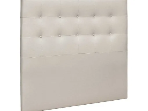 Cabeceira De Cama Ate O Chao Estofada Em Couro Sintetico Acolchoado Na Cor Bege (140X120 (Cama 135)