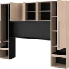 Cabeceira De Cama Com Guarda-Roupa E Com Leds De C265 Cm Cor Natural E Preto - Velona