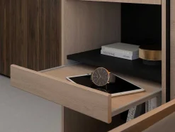Cabeceira De Cama Com Guarda-Roupa E Com Leds De C265 Cm Cor Natural E Preto - Velona