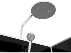 Cabine De Duche Em Quarto De Circulo, Altura Ajustavel, Cromado E Preto, C90 X L90 X A213/232 Cm - Pozali