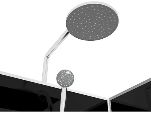 Cabine De Duche Em Quarto De Circulo, Altura Ajustavel, Cromado E Preto, C90 X L90 X A213/232 Cm - Pozali