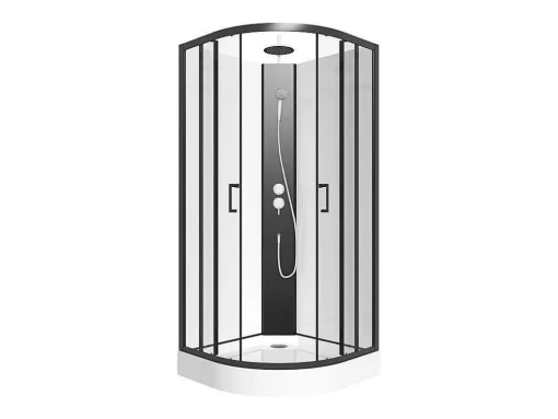 Cabine De Duche Quarto De Circulo, Altura Ajustavel, C80 X L80 X A213/232 Cm Preto E Branco - Rovata