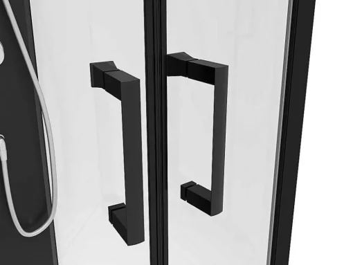 Cabine De Duche Quarto De Circulo, Altura Ajustavel, C80 X L80 X A213/232 Cm Preto E Branco - Rovata