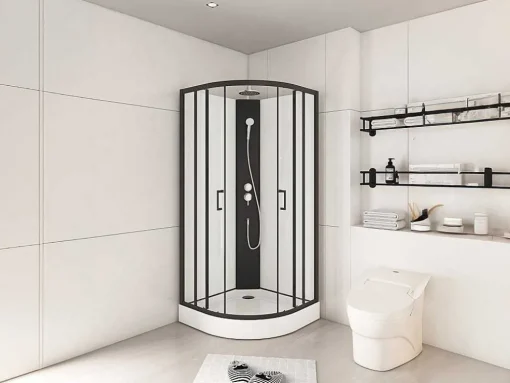 Cabine De Duche Quarto De Circulo, Altura Ajustavel, C80 X L80 X A213/232 Cm Preto E Branco - Rovata