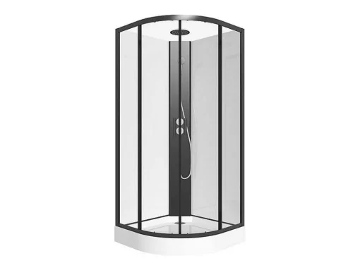 Cabine De Duche Quarto De Circulo, Altura Ajustavel, C80 X L80 X A213/232 Cm Preto E Branco - Rovata