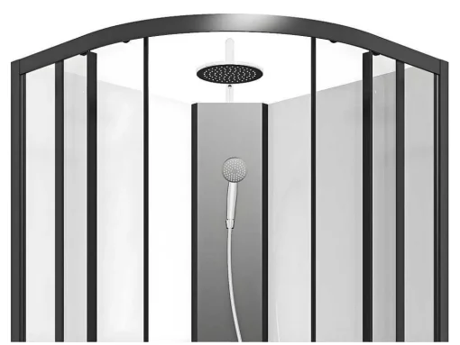 Cabine De Duche Quarto De Circulo, Altura Ajustavel, C80 X L80 X A213/232 Cm Preto E Branco - Rovata