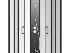 Cabine De Duche Quarto De Circulo, Altura Ajustavel, C80 X L80 X A213/232 Cm Preto E Branco - Rovata
