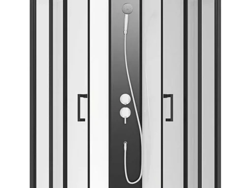 Cabine De Duche Quarto De Circulo, Altura Ajustavel, C80 X L80 X A213/232 Cm Preto E Branco - Rovata