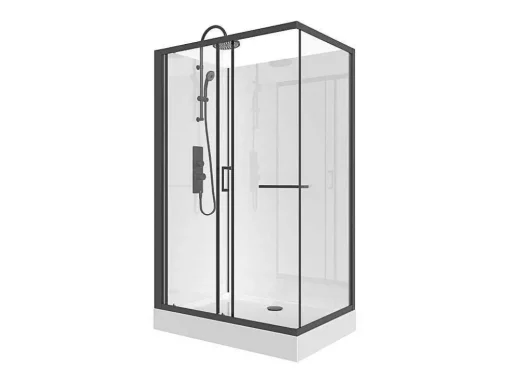 Cabine De Duche Retangular, Instalacao Reversivel, Preto Fosco, C110 X L80 X A225 Cm - Zodani