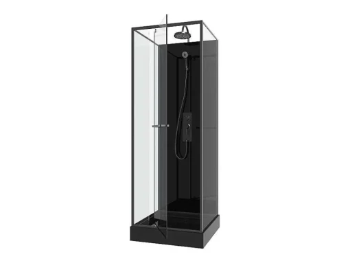 Cabine De Duche Reversivel E Altura Ajustavel Preto C90 X L90 X A213/232 Cm - Damilu