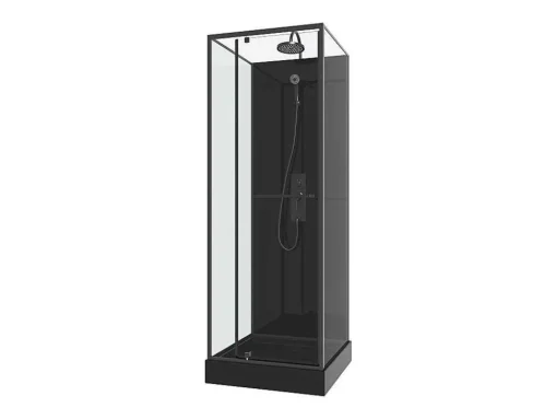 Cabine De Duche Reversivel E Altura Ajustavel Preto C90 X L90 X A213/232 Cm - Damilu