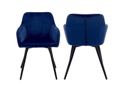 Cadeira De Veludo Azul Bertille