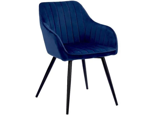 Cadeira De Veludo Azul Bertille