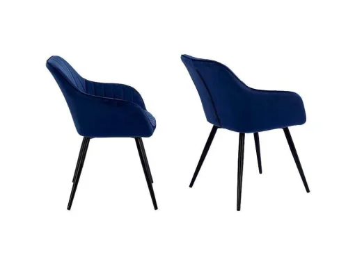 Cadeira De Veludo Azul Bertille