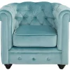 Cadeirão Chesterfield - Veludo Azul Pastel