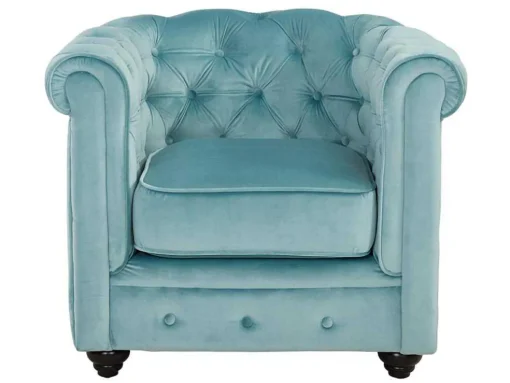 Cadeirão Chesterfield - Veludo Azul Pastel