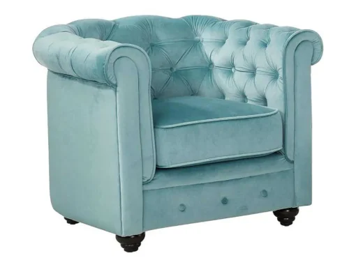 Cadeirão Chesterfield - Veludo Azul Pastel