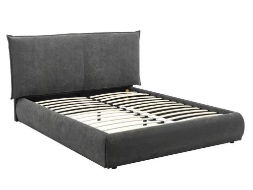 Cama 160 X 200 Cm Veludo Canelado Antracite + Colchão - Sonetri