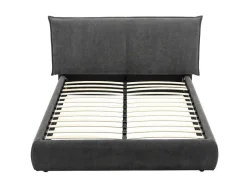 Cama 160 X 200 Cm Veludo Canelado Antracite + Colchão - Sonetri