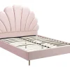 Cama Cabeceira Concha 160 X 200 Cm Veludo Cor-De-Rosa - Livaya