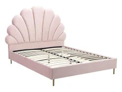 Cama Cabeceira Concha 160 X 200 Cm Veludo Cor-De-Rosa - Livaya