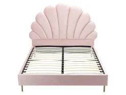 Cama Cabeceira Concha 160 X 200 Cm Veludo Cor-De-Rosa - Livaya