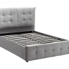 Cama Com Arrumação 140 X 200 Cm Veludo Cinzento-Claro - Oleria